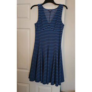 Peter Som Womens Blue Striped Sleeveless Fit & Flare Dress 6 Casual Coastal Vibe